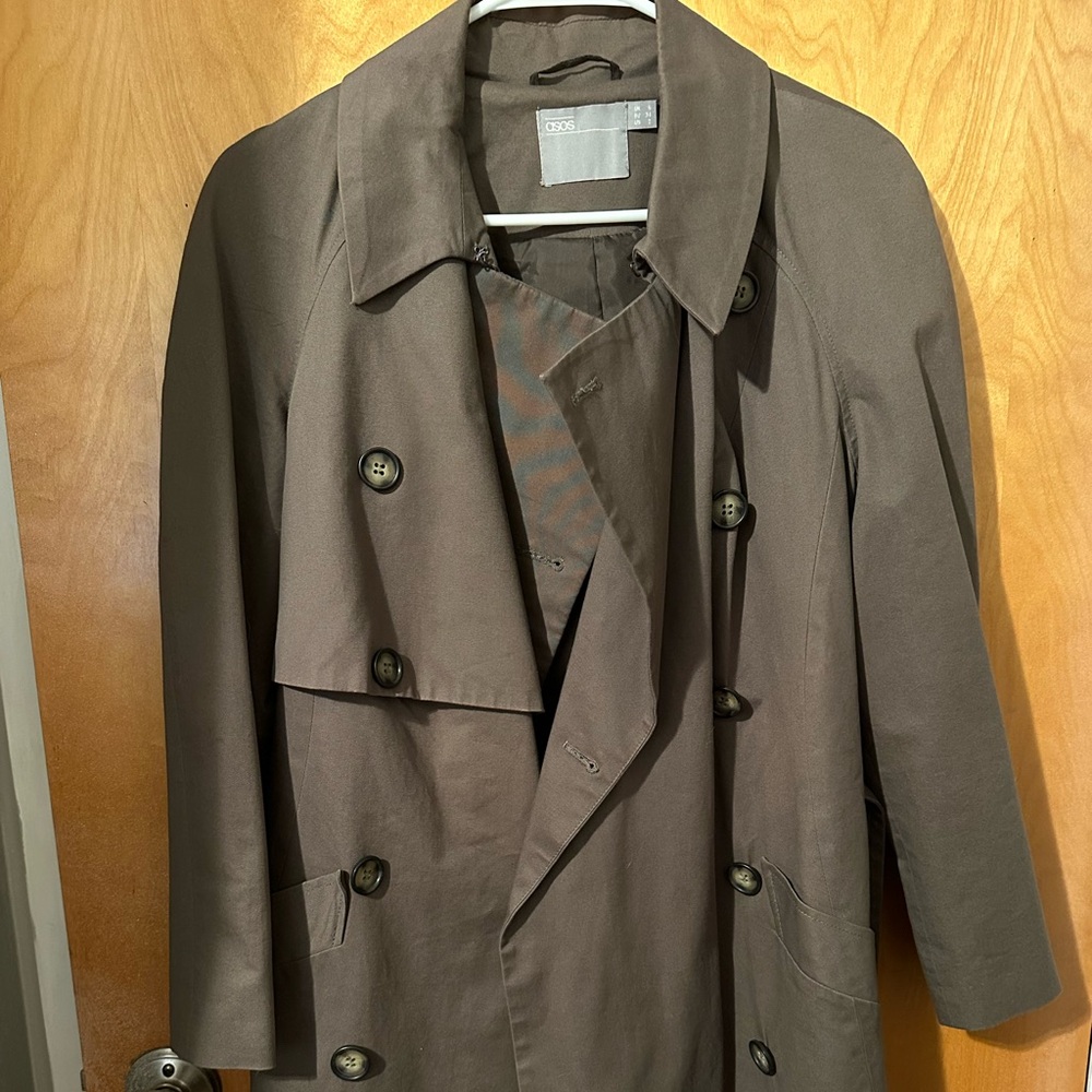 Asos Women's Double-Breasted Trench Coat In Olive Green